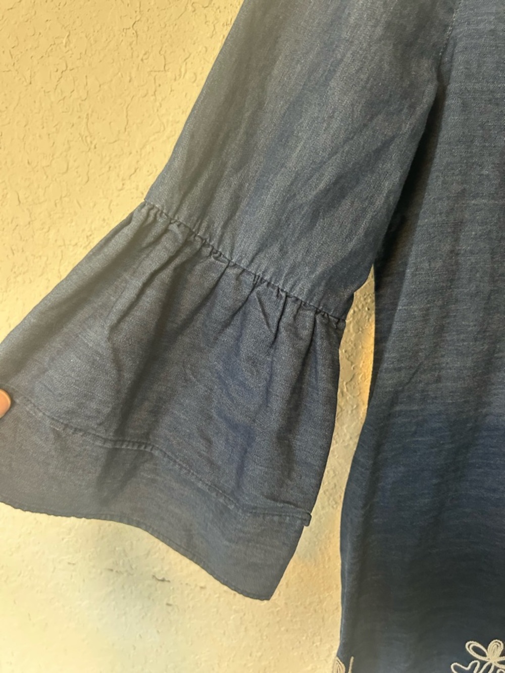 Boho Navy Blue Embroidered Tunic Dress Summer Vacation Dress Sz 6 - Picture 4 of 9